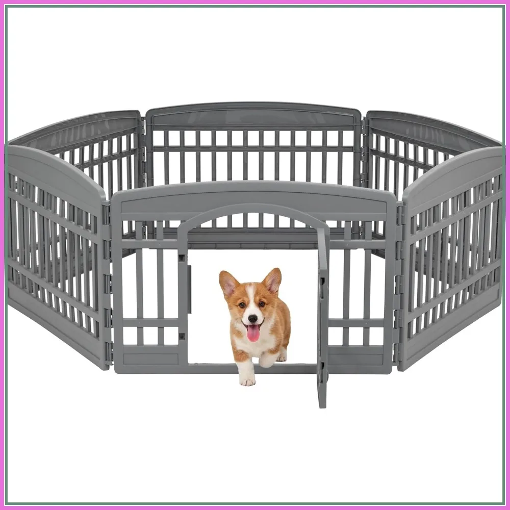 24" Dog Playpen 6-Panel Pet Exercise Pen with Door Gate 61x61x24 Indoor Outdoor Plastic Heavy Duty Foldable Portable Puppy Fence
24" Dog Playpen 6-Panel Pet Exercise Pen with Door Gate 61x61x24 Indoor Outdoor Plastic Heavy Duty Foldable Portable Puppy Fence