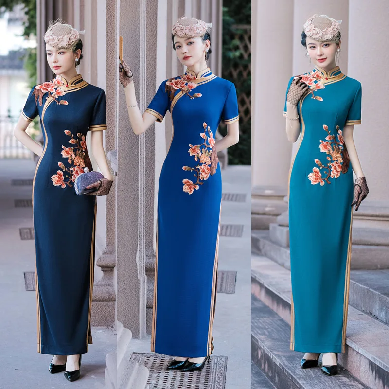 Velour Flower Cheongsam Women Slim Velvet Qipao Elegant Evening Party Dress Short Sleeve Vestidos Celebrity Dress
Velour Flower Cheongsam Women Slim Velvet Qipao Elegant Evening Party Dress Short Sleeve Vestidos Celebrity Dress