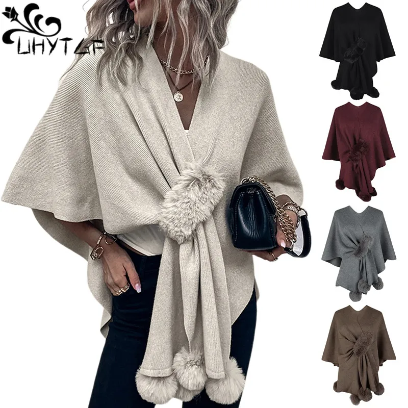 Women Knitted Cardigan Capes Autumn Winter Coat Open Front Sweater Women Elegant Shawl With Fluffy Pompom Irregular Crochet 2792
Women Knitted Cardigan Capes Autumn Winter Coat Open Front Sweater Women Elegant Shawl With Fluffy Pompom Irregular Crochet 2792