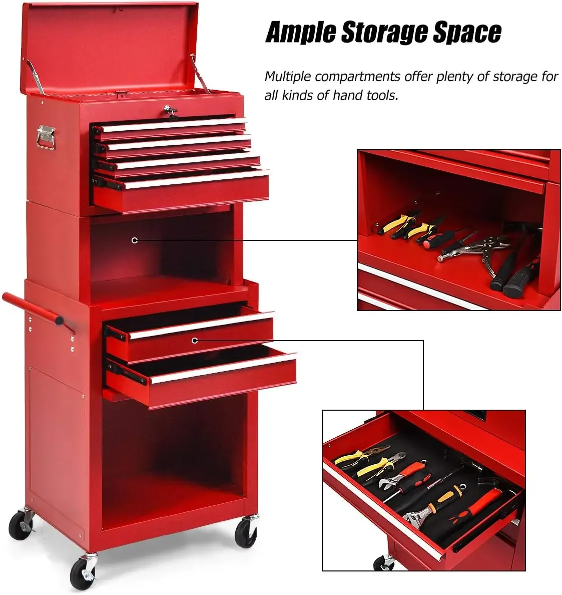 6-drawer tool storage cabinet with rolling toolbox, large capacity with wheels and locking system
6-drawer tool storage cabinet with rolling toolbox, large capacity with wheels and locking system
