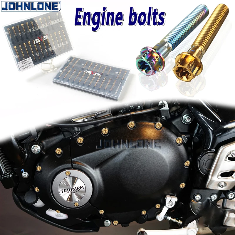 Motorcycle bolts, engine bolts, fasteners, and clutch cover screws for Triumph SCRAMBLER 400 X Speed 400 and Yamaha WR250R/X.
Motorcycle bolts, engine bolts, fasteners, and clutch cover screws for Triumph SCRAMBLER 400 X Speed 400 and Yamaha WR250R/X.