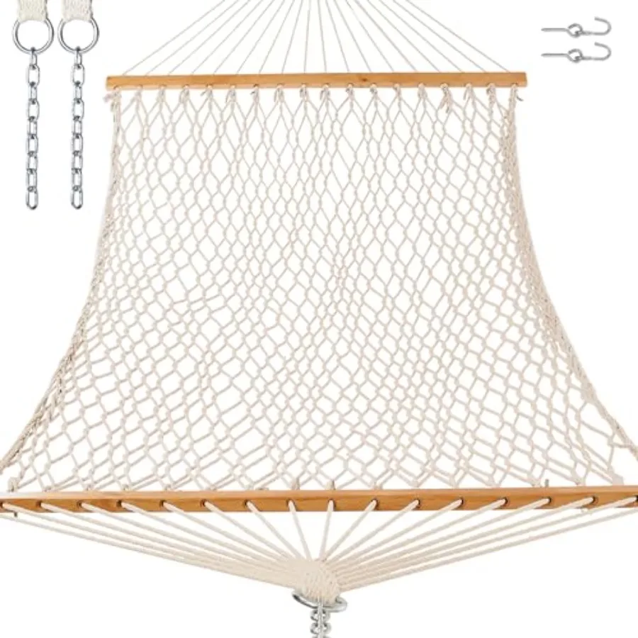 12Feet Double Hammocks for Outside, Handwoven Traditional Cotton Rope 2 Person Hammock with Hardwood Spreader Bar, Chains and H
12Feet Double Hammocks for Outside, Handwoven Traditional Cotton Rope 2 Person Hammock with Hardwood Spreader Bar, Chains and H