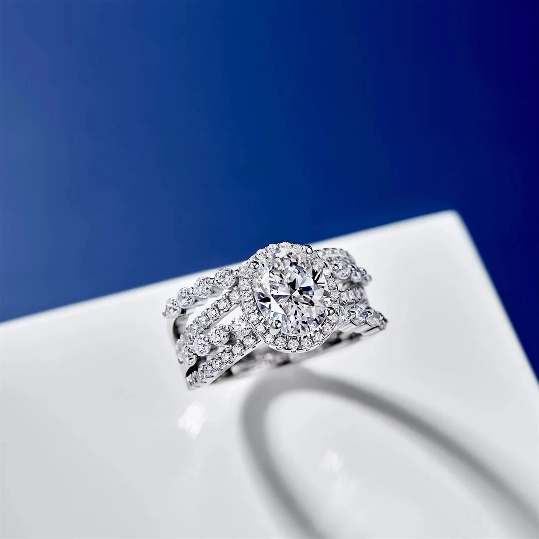 Multi-circle Ring Oval Diamond Ring for Women Light Luxury Substitute Simulated Diamond S925 Silver 2CT Egg-shaped Ring
Multi-circle Ring Oval Diamond Ring for Women Light Luxury Substitute Simulated Diamond S925 Silver 2CT Egg-shaped Ring