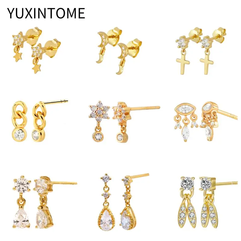 925 Silver Ear Needle Crystal Stud Earrings For Women Pendientes Cross/Star/Moon Piercing Earrings Fashion Jewelry Wholesale
925 Silver Ear Needle Crystal Stud Earrings For Women Pendientes Cross/Star/Moon Piercing Earrings Fashion Jewelry Wholesale