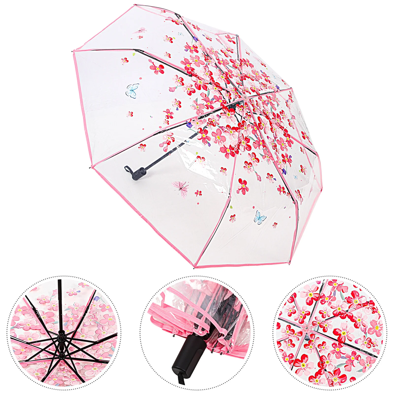Folding Windproof Compact Travel Umbrella Sun Protection Cherry Blossom Pattern Romantic Portable Clear
Folding Windproof Compact Travel Umbrella Sun Protection Cherry Blossom Pattern Romantic Portable Clear