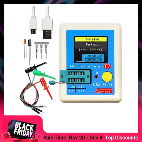 LCR-T7 probador de transistores multímetro pantalla colorida TFT para diodo triodo MOS/NPN/PNP condensador resistencia Transistor