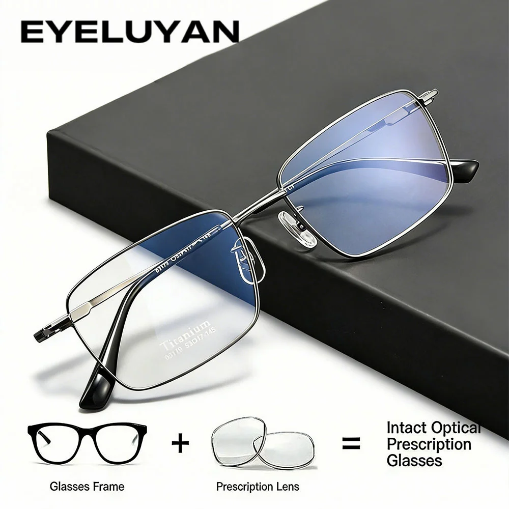 EYELUYAN High-quality Ultralight Pure Titanium Square Eyeglasses Myopia Prescription Glasses Men Customized Optical Spectacles
EYELUYAN High-quality Ultralight Pure Titanium Square Eyeglasses Myopia Prescription Glasses Men Customized Optical Spectacles
