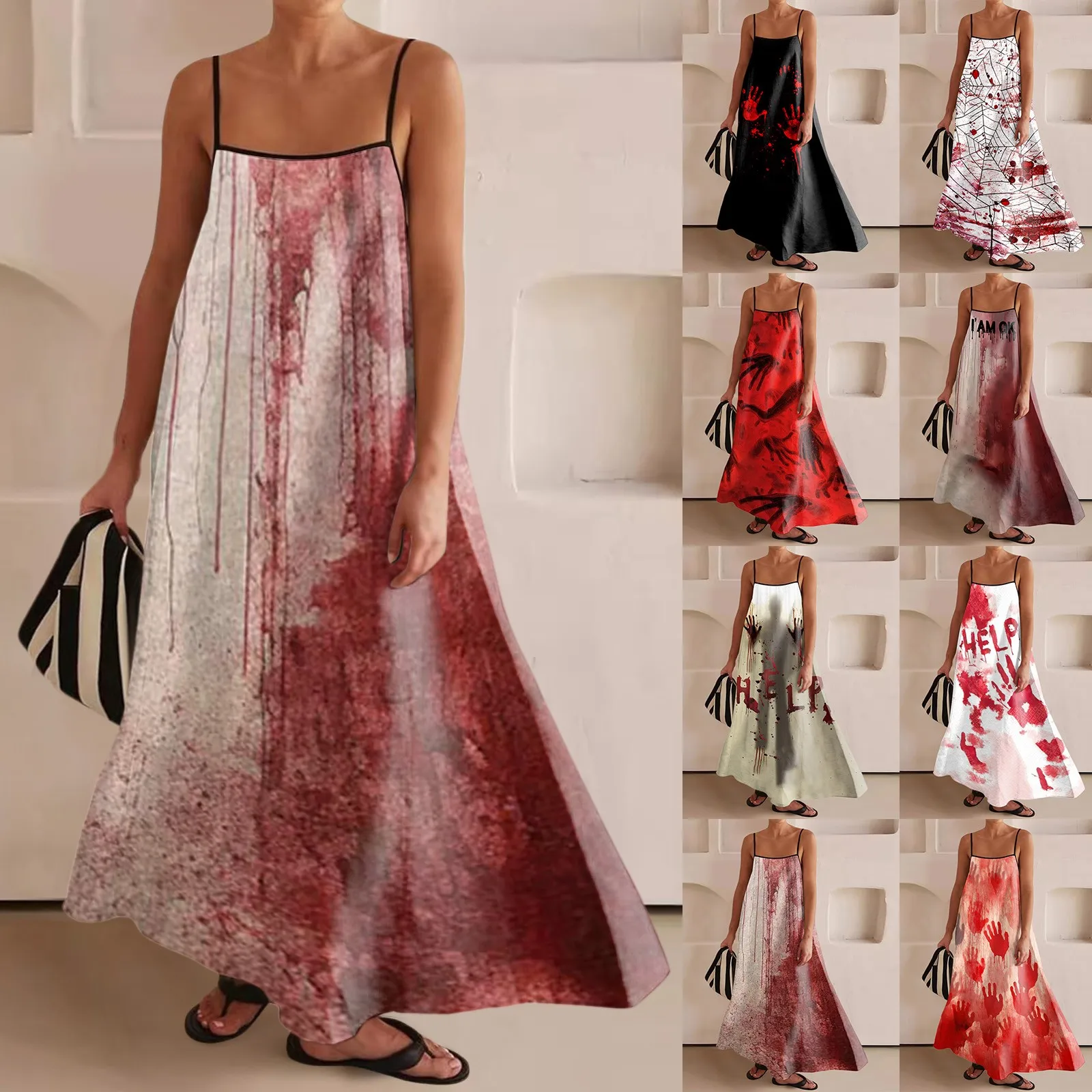 2024 Halloween Party Women's Maxi Dresses Lightweight Soft Summer Outfits Bloody Horror Print Sleeveless Long Dress For Women
2024 Halloween Party Women's Maxi Dresses Lightweight Soft Summer Outfits Bloody Horror Print Sleeveless Long Dress For Women