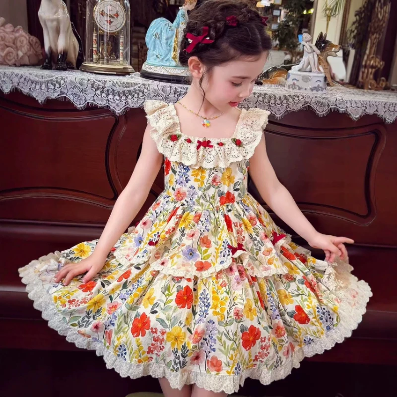 2026 Summer New Design with Bright Lolita Lace and Western Style Children's Floral Large Skirt Dress
2026 Summer New Design with Bright Lolita Lace and Western Style Children's Floral Large Skirt Dress
