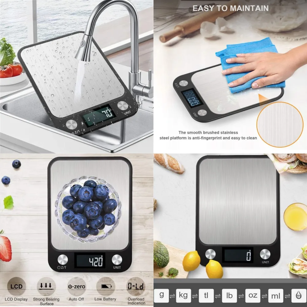 Smart Electronic Digital Kitchen Scale, 15Kg/1g Stainless Steel Balance for Weighing Food and Coffee - Precision Cooking and Bak
Smart Electronic Digital Kitchen Scale, 15Kg/1g Stainless Steel Balance for Weighing Food and Coffee - Precision Cooking and Bak