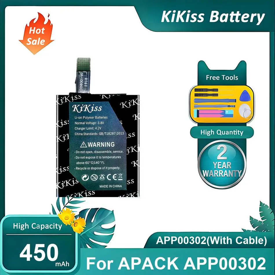 KiKiss Battery For APACK APP00302,APP00302(With Cable),450mAh
KiKiss Battery For APACK APP00302,APP00302(With Cable),450mAh