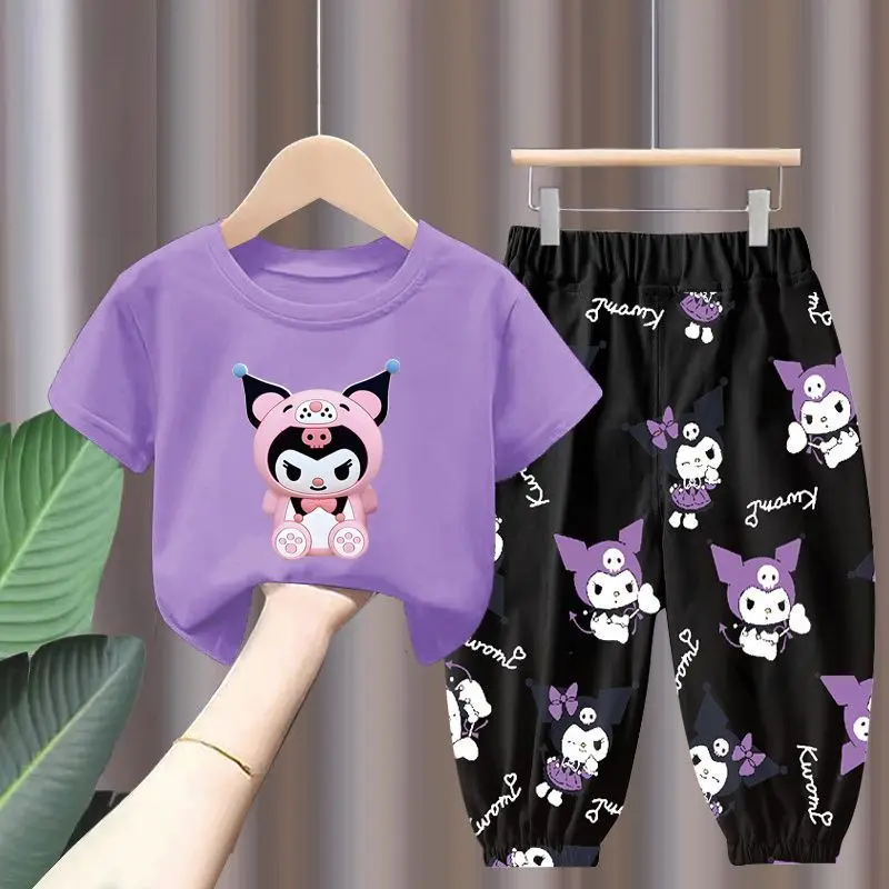 Sanrio Kuromi Cotton Kids 2Pcs Cartoon Summer Cool T-Shirt Anime Soft Breathable Homewear Set Kawaii Short Sleeve Cute Girl Gift 
Sanrio Kuromi Cotton Kids 2Pcs Cartoon Summer Cool T-Shirt Anime Soft Breathable Homewear Set Kawaii Short Sleeve Cute Girl Gift