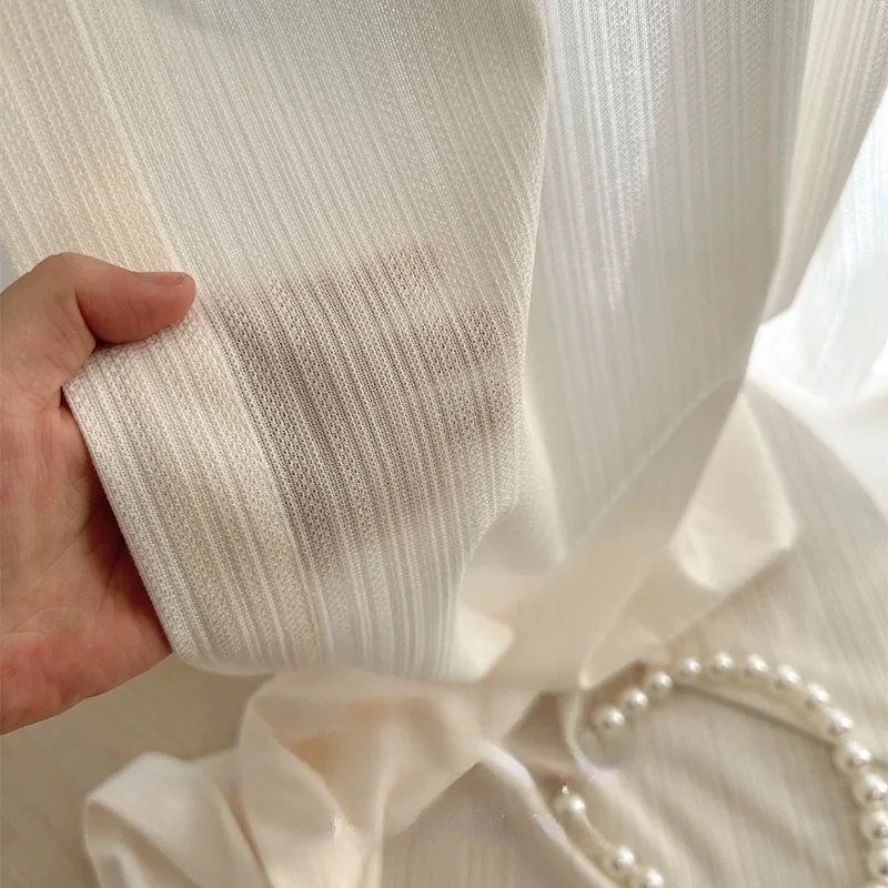 Custom Size French Cream Mirror Veil Striped Yarn Living Room Bedroom Balcony Tea Room Restaurant Wholesale Fabric
Custom Size French Cream Mirror Veil Striped Yarn Living Room Bedroom Balcony Tea Room Restaurant Wholesale Fabric