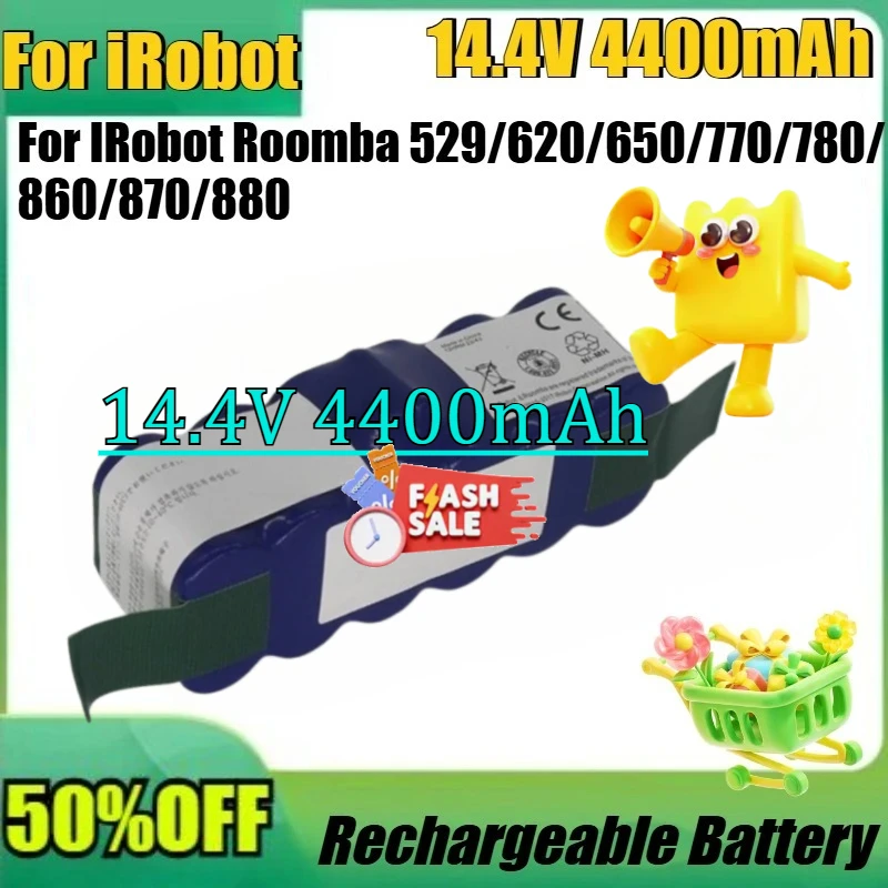 New 14.4V 4400mAh High Quality Battery for IRobot Roomba 529/620/650/770/780/860/870/880 NI-Mh Battery
New 14.4V 4400mAh High Quality Battery for IRobot Roomba 529/620/650/770/780/860/870/880 NI-Mh Battery