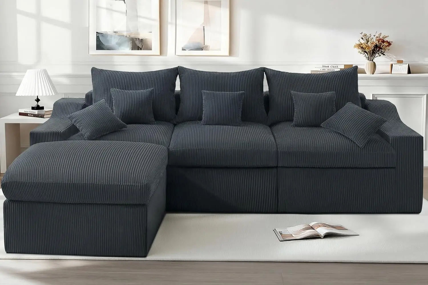 104 L Shaped Cloud Sectional Couch Boneless Modular Sectional Sofa with Deep Seat Corduroy Couches for Living Room Modular
104 L Shaped Cloud Sectional Couch Boneless Modular Sectional Sofa with Deep Seat Corduroy Couches for Living Room Modular