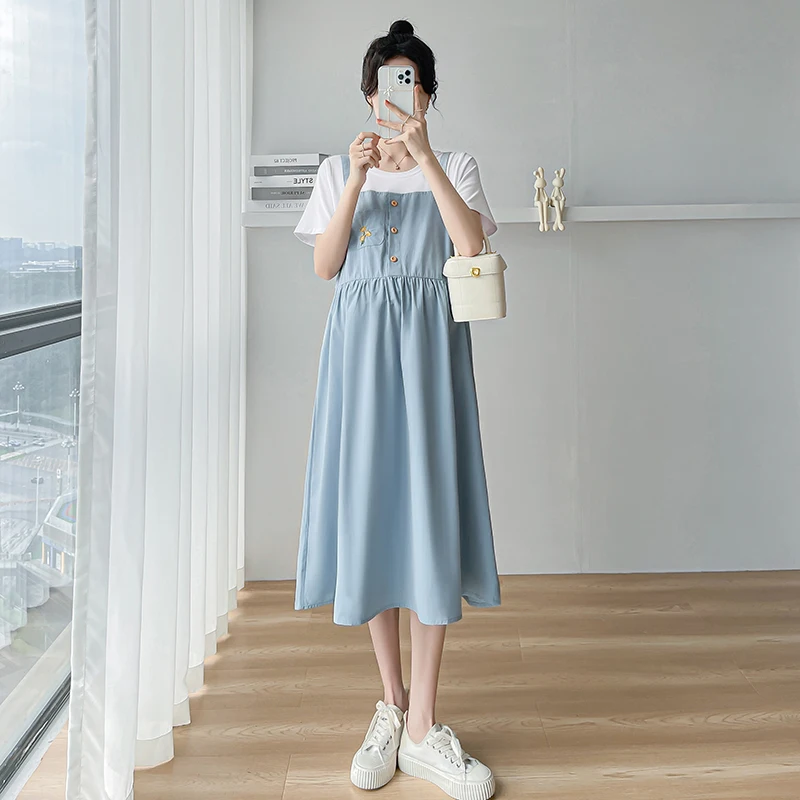 Fashion Plus Size Pregnant Women Faux Two Pieces Dress Short Sleeve Cotton Patchwork Maternity A-Line Dress Button Fly Nursing
Fashion Plus Size Pregnant Women Faux Two Pieces Dress Short Sleeve Cotton Patchwork Maternity A-Line Dress Button Fly Nursing
