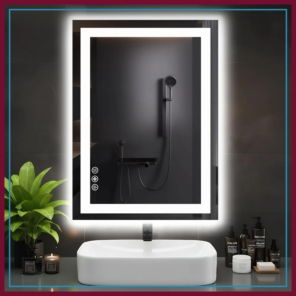 24.1"x32.1" LED Bathroom Mirror, Smart Anti-Fog Vanity Mirror with Front Light & Backlit, 3 Color Temps, Dimmable, Memory
24.1"x32.1" LED Bathroom Mirror, Smart Anti-Fog Vanity Mirror with Front Light & Backlit, 3 Color Temps, Dimmable, Memory