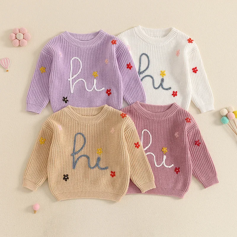 VISgogo 0-3 Years Baby Girl Sweater Long Sleeve Crew Neck Flower Embroidery Warm Knit Pullover Sweater Fall Winter Clothes
VISgogo 0-3 Years Baby Girl Sweater Long Sleeve Crew Neck Flower Embroidery Warm Knit Pullover Sweater Fall Winter Clothes