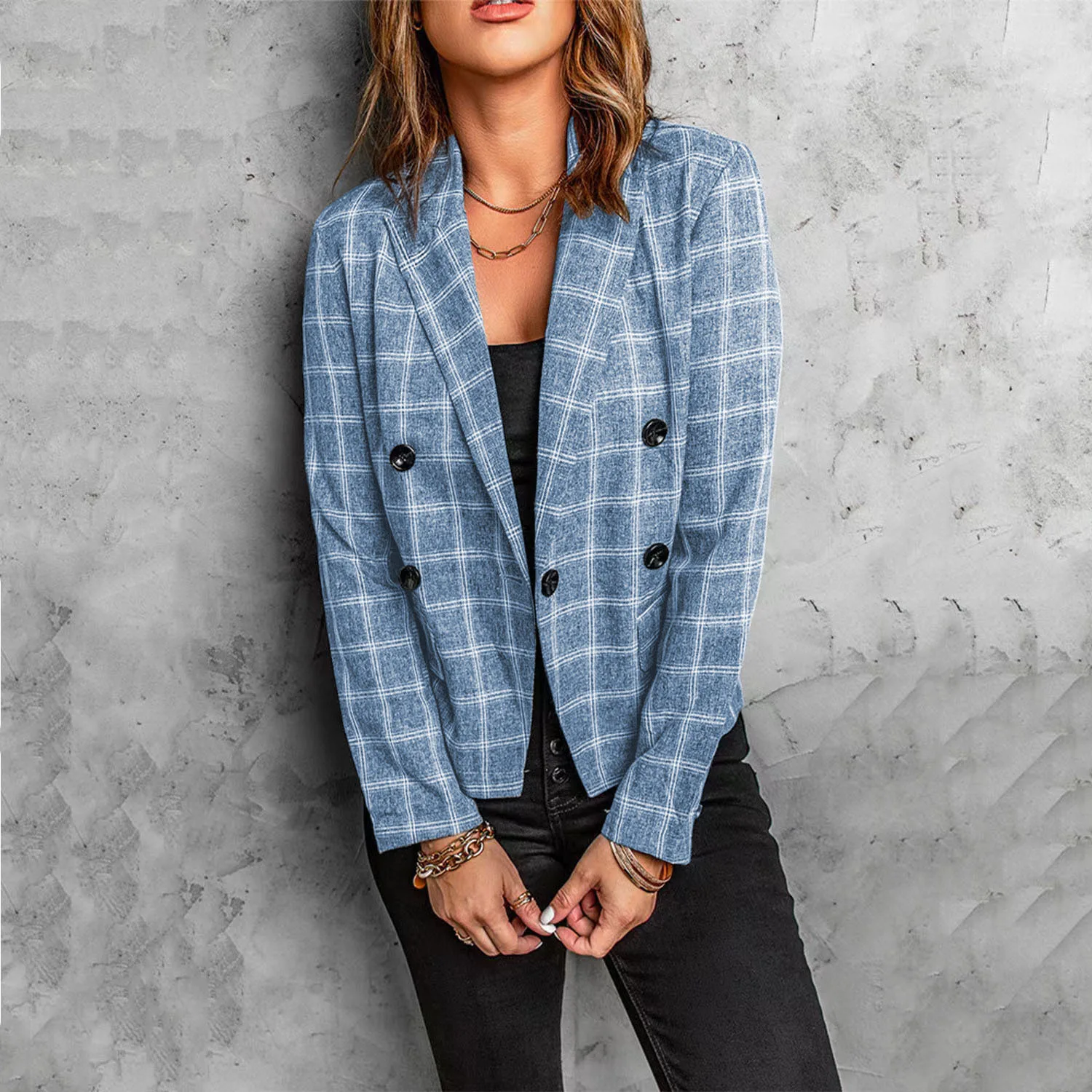 Womens Plaid Printed Button Casual Small Suit Top New Slim Female Clothes Outwear
Womens Plaid Printed Button Casual Small Suit Top New Slim Female Clothes Outwear