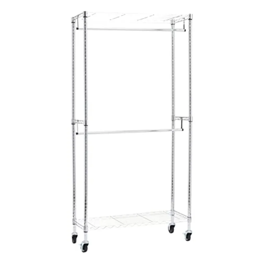 Adjustable Clothes Rack for Handing Double Hanging Rod Garment Rolling Closet Clothing Organizer Chrome 36'' x 14'' x 72''
Adjustable Clothes Rack for Handing Double Hanging Rod Garment Rolling Closet Clothing Organizer Chrome 36'' x 14'' x 72''