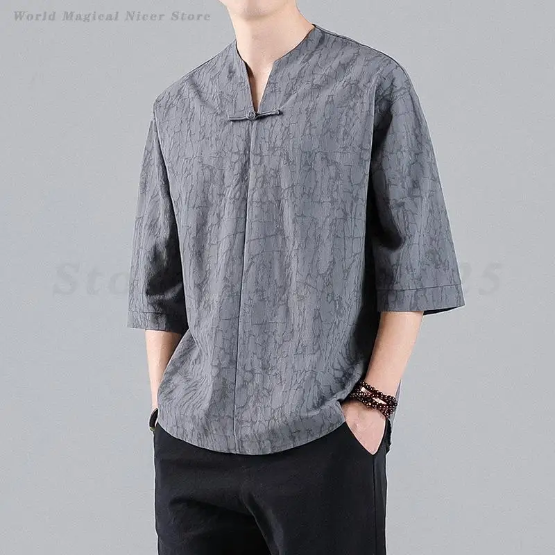 Summer New Men's T-Shirt Traditional Chinese Style Retro Tang Clothing Top Big Size 5XL Loose Casual Half Sleeved Blouses
Summer New Men's T-Shirt Traditional Chinese Style Retro Tang Clothing Top Big Size 5XL Loose Casual Half Sleeved Blouses