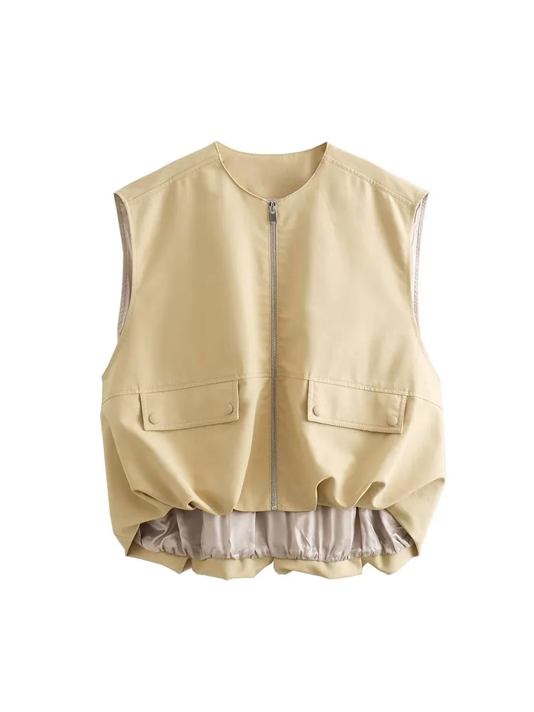 2024 European and American style women's new style casual versatile pleated hem vest sleeveless solid color round neck vest
2024 European and American style women's new style casual versatile pleated hem vest sleeveless solid color round neck vest