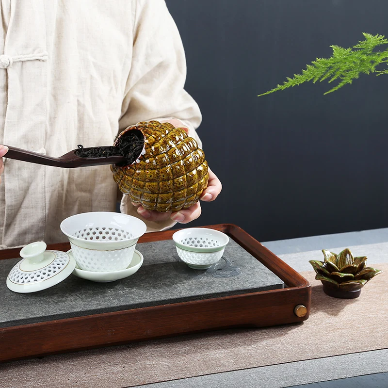 Ceramic Pineapple Tea Can Sealed Storage Can Household Tea Box Tea Ceremony Decoration Can
Ceramic Pineapple Tea Can Sealed Storage Can Household Tea Box Tea Ceremony Decoration Can