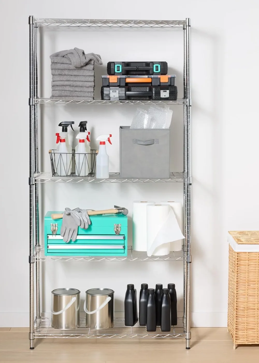 5-Shelf Heavy Duty Steel Wire Storage Rack Adjustable Organizer for Kitchen Garage Home 36x14x72 Inches Chrome
5-Shelf Heavy Duty Steel Wire Storage Rack Adjustable Organizer for Kitchen Garage Home 36x14x72 Inches Chrome