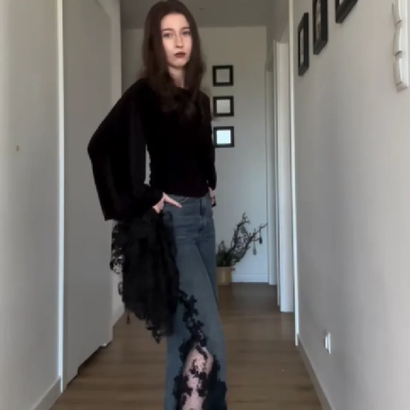 High Waist Lace Side Cutout Spliced Jeans Hollow Out Breathable Denim Pants Slim Fit Casual Resort Holiday Streetwear Trousers
High Waist Lace Side Cutout Spliced Jeans Hollow Out Breathable Denim Pants Slim Fit Casual Resort Holiday Streetwear Trousers