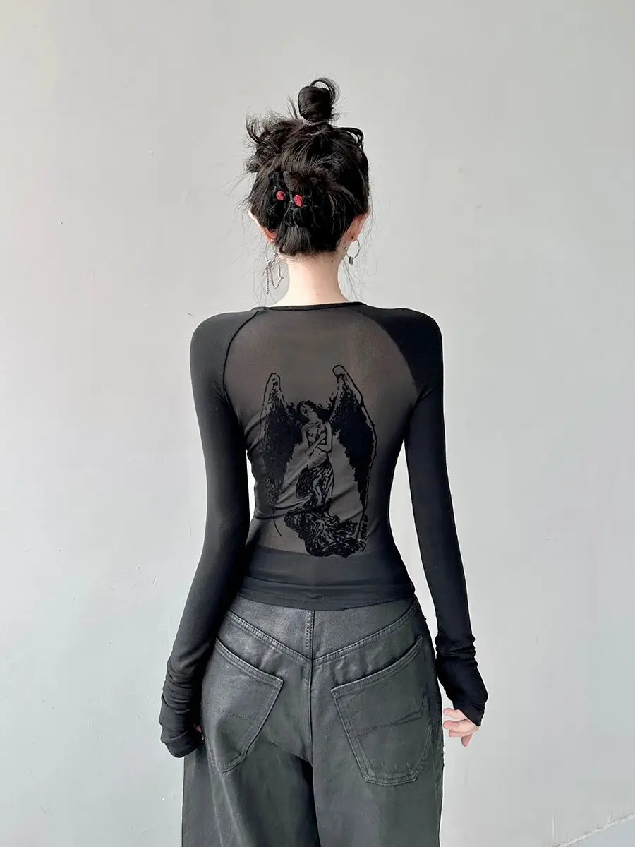 Gothic Sexy See-through T-shirt Women Harajuku Punk Y2k Long Sleeves T-Shirt Slim Bottom Shirt Streetwear Print Graphic T Shirts
Gothic Sexy See-through T-shirt Women Harajuku Punk Y2k Long Sleeves T-Shirt Slim Bottom Shirt Streetwear Print Graphic T Shirts