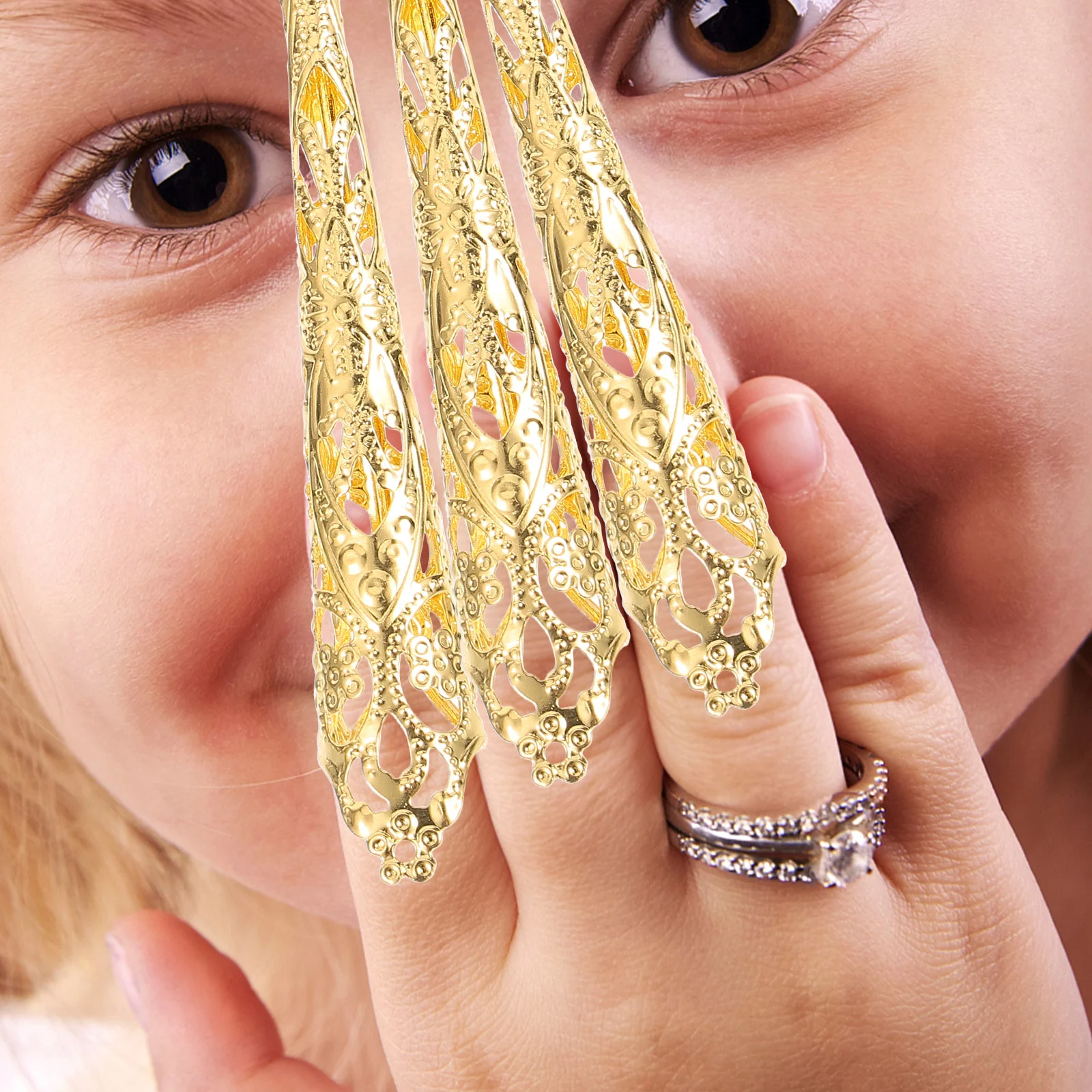 10 Pcs Metal Hollow Claw Rings Women Cosplay Fingertip Nail Jewelry Halloween Party Accessories Strong Durable Design Easy Wear
10 Pcs Metal Hollow Claw Rings Women Cosplay Fingertip Nail Jewelry Halloween Party Accessories Strong Durable Design Easy Wear