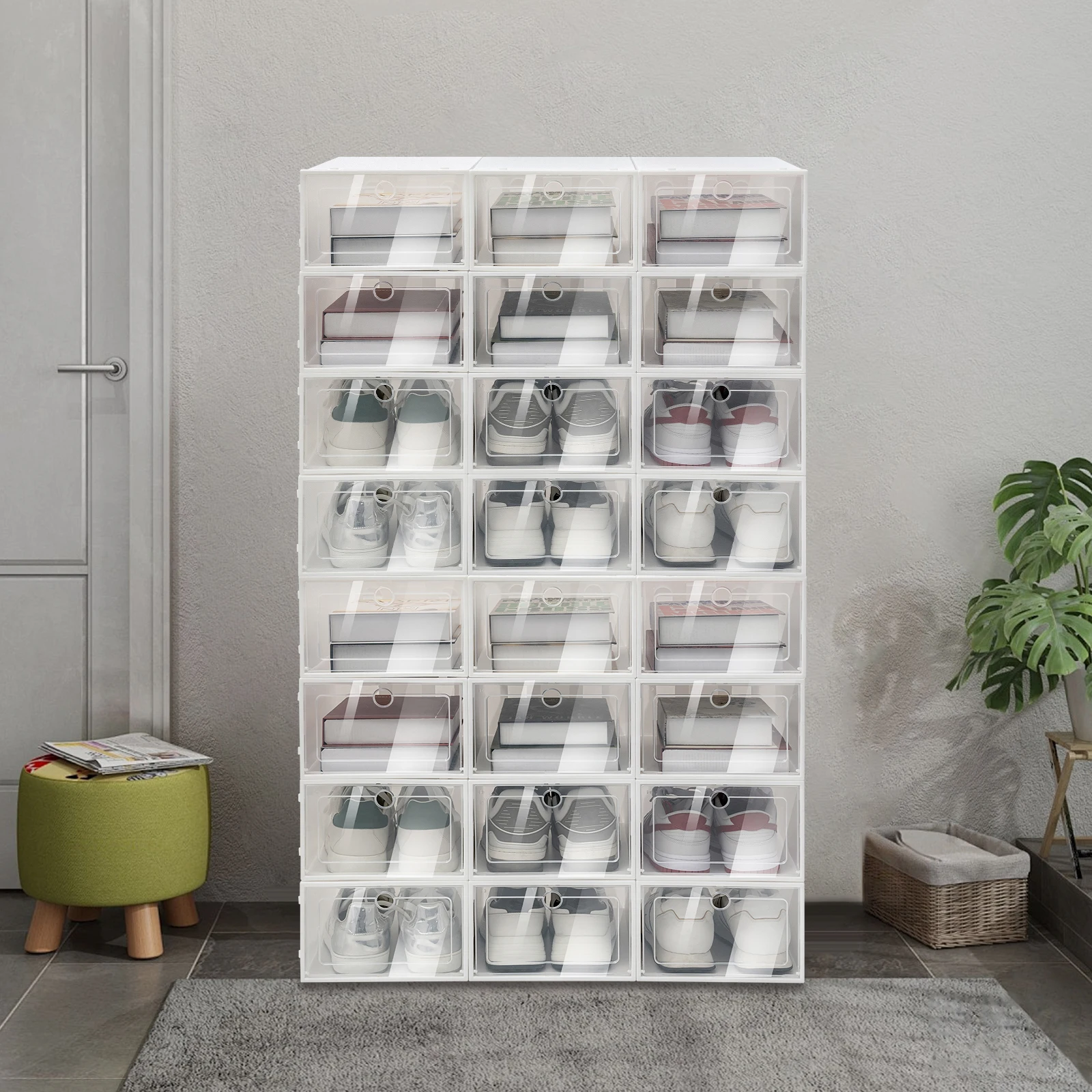 24 Pack Shoe Storage Boxes Foldable Clear Plastic Shoe Organizer For Closet Space Saving Stackable Shoe Rack For Entryway
24 Pack Shoe Storage Boxes Foldable Clear Plastic Shoe Organizer For Closet Space Saving Stackable Shoe Rack For Entryway