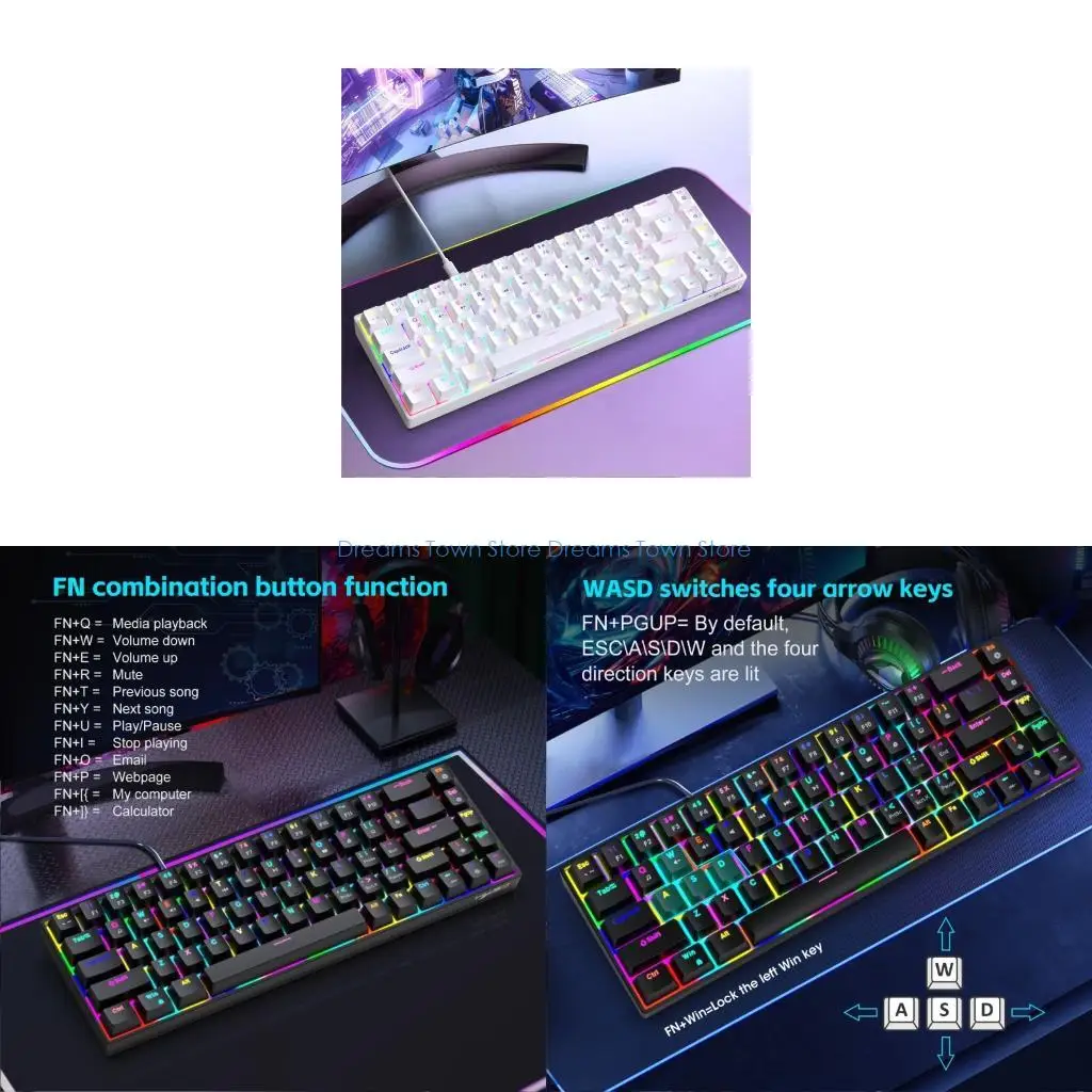 Цветная игровая клавиатура HX6A, съемный кабель USB C, плетеный шнур длиной 1,75 м, двойные колпачки для клавиш, широкая
Цветная игровая клавиатура HX6A, съемный кабель USB C, плетеный шнур длиной 1,75 м, двойные колпачки для клавиш, широкая