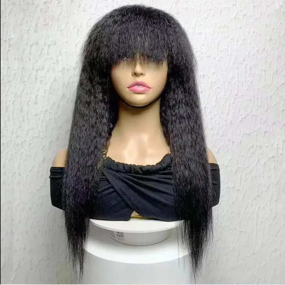 Yaki Long 180DensityNatural Black 26“ Long Soft Glueless Kinky Straight Machine Wig with Bangs For Women BabyHair Preplucked
Yaki Long 180DensityNatural Black 26“ Long Soft Glueless Kinky Straight Machine Wig with Bangs For Women BabyHair Preplucked