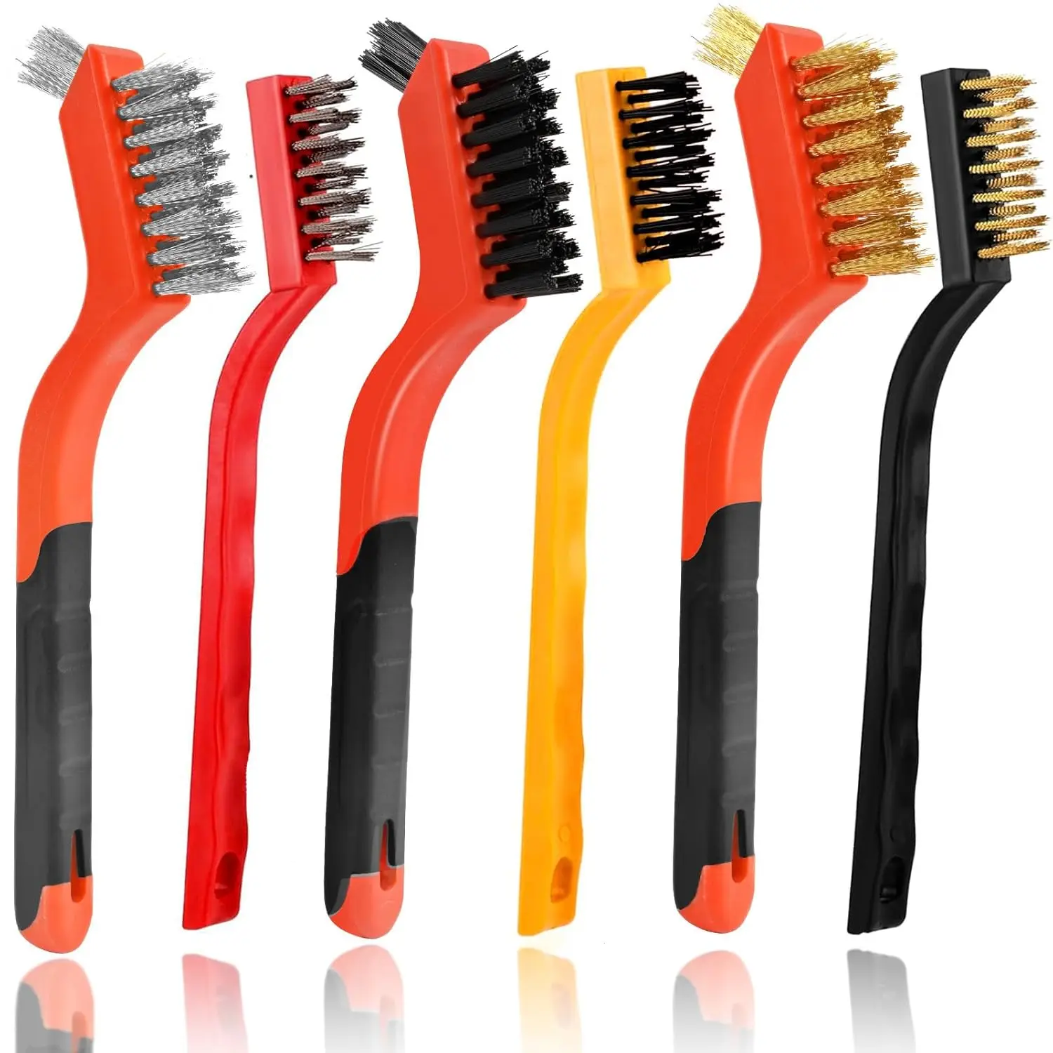 6-Piece Wire Brush Set: Brass, Stainless Steel & Nylon for Rust & Paint Removal, 7 Inches
6-Piece Wire Brush Set: Brass, Stainless Steel & Nylon for Rust & Paint Removal, 7 Inches