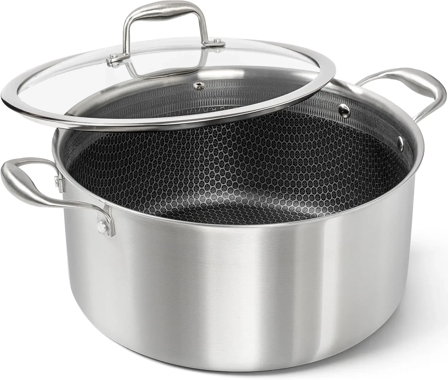 Tri-ply Stainless Steel Stock Pot, Heavy Duty Stockpot with Lid, Nonstick Cooking Pot with Honeycomb Interior, Induction Ready,
Tri-ply Stainless Steel Stock Pot, Heavy Duty Stockpot with Lid, Nonstick Cooking Pot with Honeycomb Interior, Induction Ready,