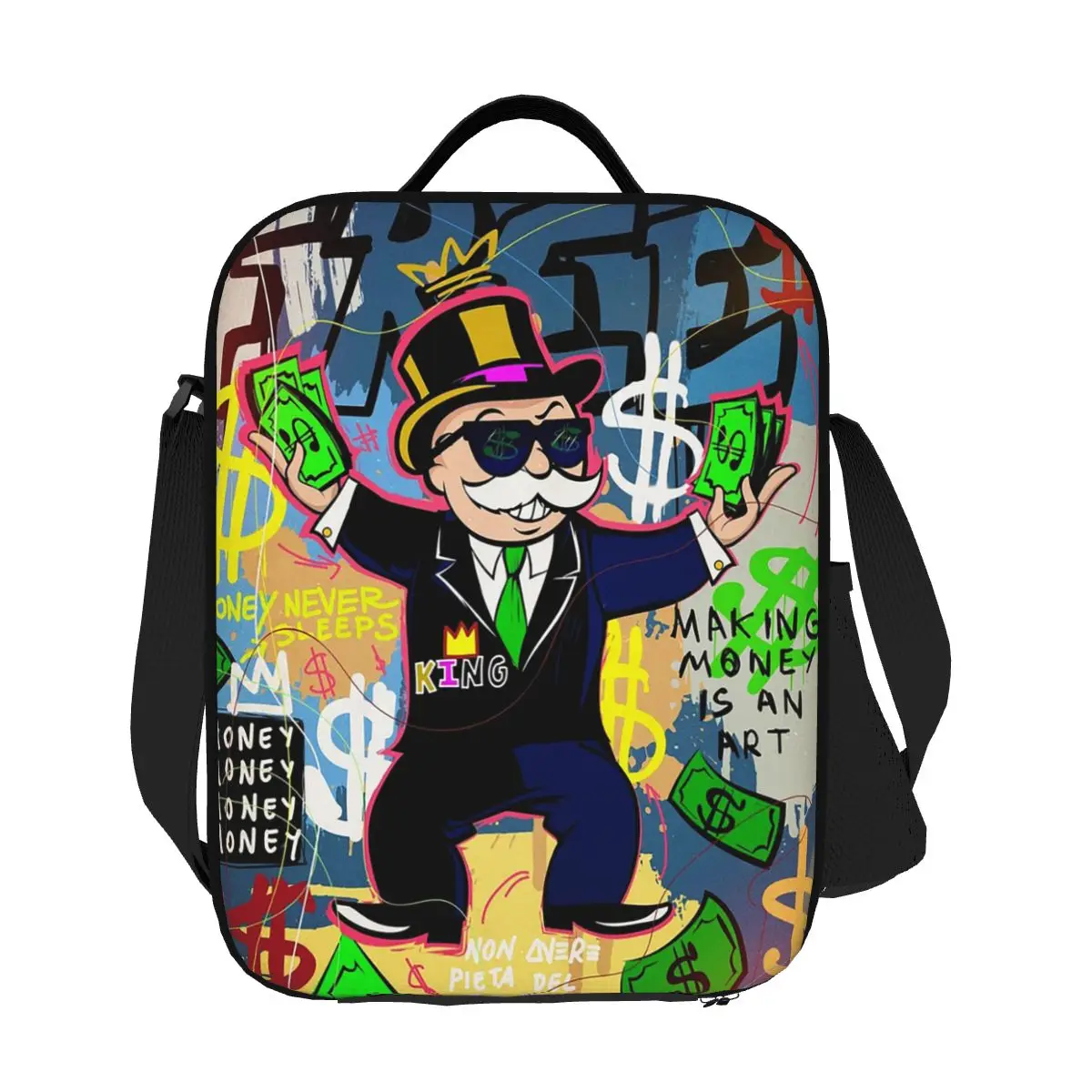 Monopoly Man Holding Money - Сумки для обеда в стиле поп-арт, изолированная коробка для бенто, водонепроницаемая сумка для обеда, многоразовые сумки для пикника, сумка-холодильник
Monopoly Man Holding Money - Сумки для обеда в стиле поп-арт, изолированная коробка для бенто, водонепроницаемая сумка для обеда, многоразовые сумки для пикника, сумка-холодильник