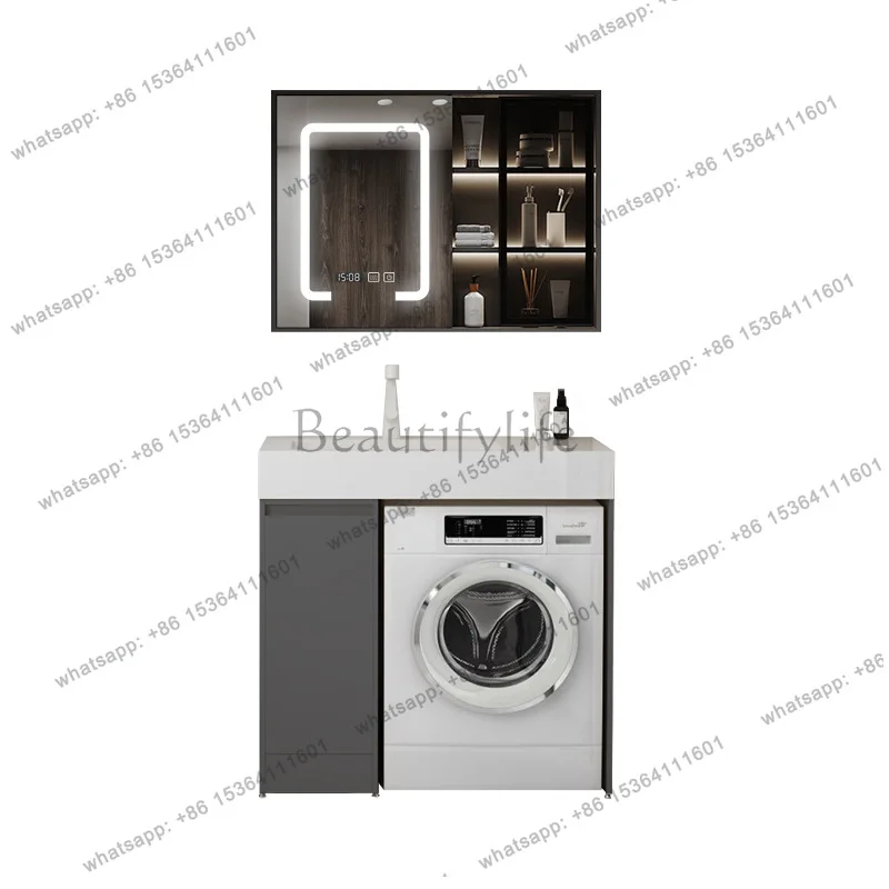 Small apartment machine upper basin laundry cabinet bathroom rock slab integrated basin bathroom cabinet
Small apartment machine upper basin laundry cabinet bathroom rock slab integrated basin bathroom cabinet