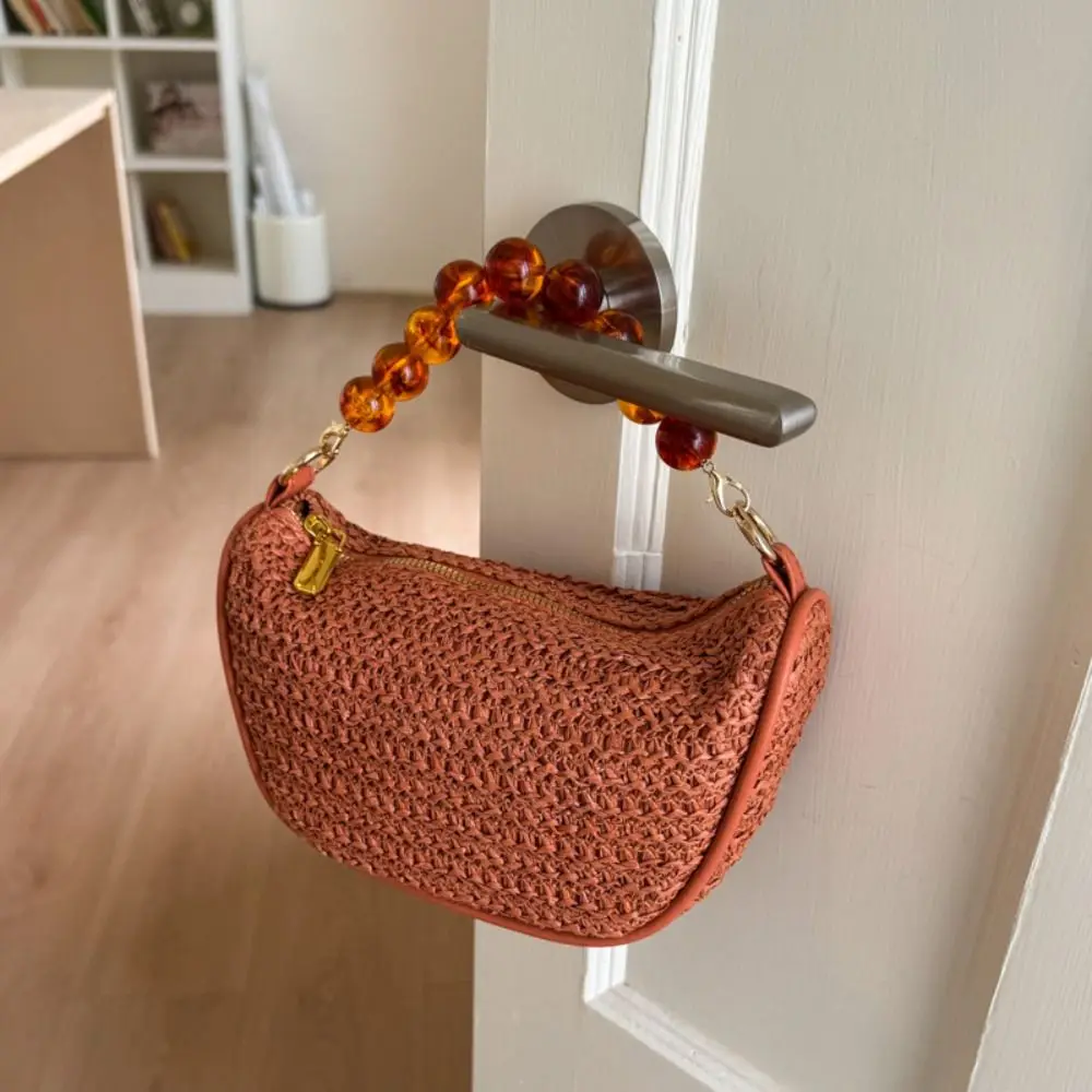 Large Capacity Grass Weave Handbag Handmade Fashion Straw Bag Vacation Style Beads Handle Metal Chain Crossbody Bag Women
Large Capacity Grass Weave Handbag Handmade Fashion Straw Bag Vacation Style Beads Handle Metal Chain Crossbody Bag Women