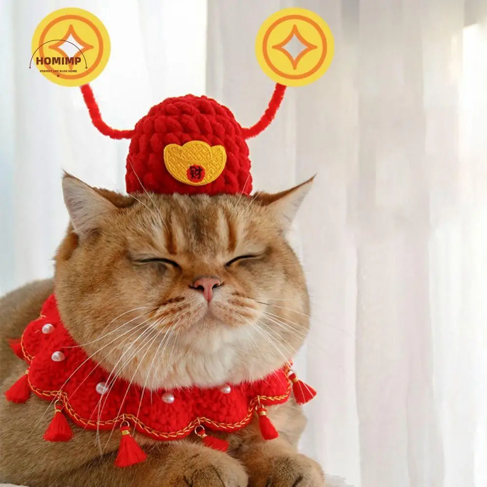 Cute Chinese Style Fortune Cat Headwear Soft Warm Pet God of Wealth Hat Handmade Adjustable Pet New Year Hat Photography Props
Cute Chinese Style Fortune Cat Headwear Soft Warm Pet God of Wealth Hat Handmade Adjustable Pet New Year Hat Photography Props