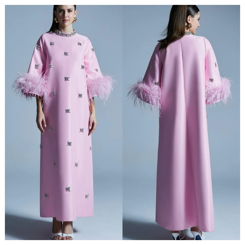 Customized Exquisite Pink Satin Evening Dress High Quality Crew Neck Sleeveless Party Dress Exquisite Straight Celebrity Gowns
Customized Exquisite Pink Satin Evening Dress High Quality Crew Neck Sleeveless Party Dress Exquisite Straight Celebrity Gowns