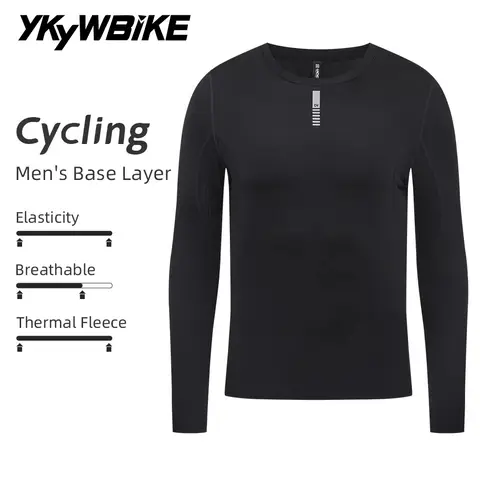 YKYWBIKE Men's Cycling Base Layers Winter& Autumn Bicycle Undershirt Long Sleeve Thermal Fleece Road Bike Cycling Base Layer