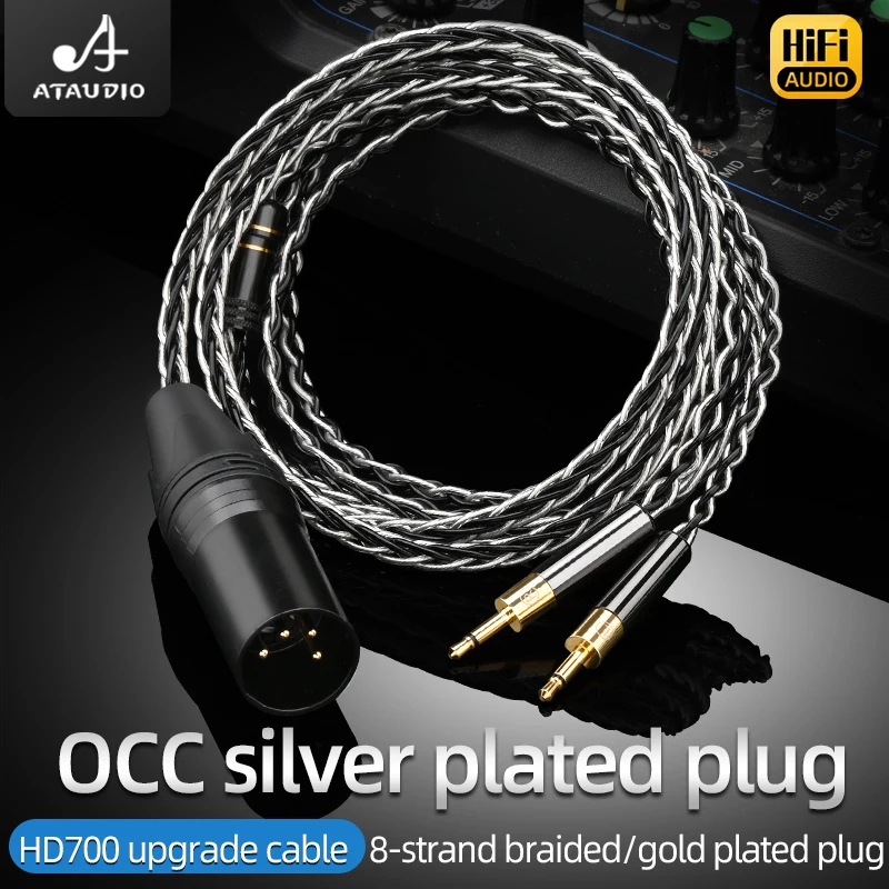 ATAUDIO HiFi Headphone Cable OCC Silver Plated Core 2.5/3.5/4.4/6.5mm 4pin XLR Earphone Upgrade Cable For HD700 Amplifer
ATAUDIO HiFi Headphone Cable OCC Silver Plated Core 2.5/3.5/4.4/6.5mm 4pin XLR Earphone Upgrade Cable For HD700 Amplifer
