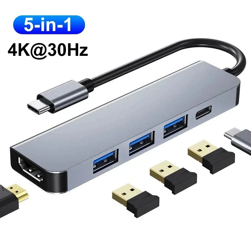 5 IN 1 USB C HUB USB C Docking Station Type C 3.1 To 4K HDMI-compatible Adapter with RJ45 SD TF Card Reader PD Fast Charge for M
5 IN 1 USB C HUB USB C Docking Station Type C 3.1 To 4K HDMI-compatible Adapter with RJ45 SD TF Card Reader PD Fast Charge for M