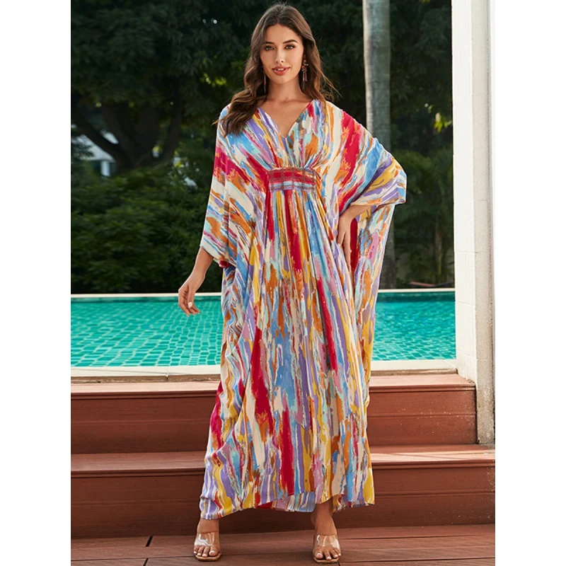 Женское платье макси в радужную полоску с принтом, элегантная Дубайская абайя с длинным рукавом, дизайнерский трендовый кафтан, повседневная женская одежда с рисунком бабочки
Женское платье макси в радужную полоску с принтом, элегантная Дубайская абайя с длинным рукавом, дизайнерский трендовый кафтан, повседневная женская одежда с рисунком бабочки