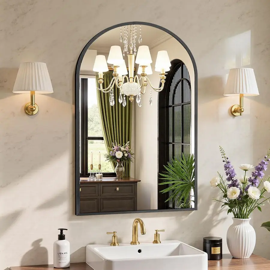 20 x30 Arched Black Bathroom Mirrors for Wall, Bathroom Mirrors for Over Sink, Metal Framed with HD ShatterProof Glass for Entry
20 x30 Arched Black Bathroom Mirrors for Wall, Bathroom Mirrors for Over Sink, Metal Framed with HD ShatterProof Glass for Entry