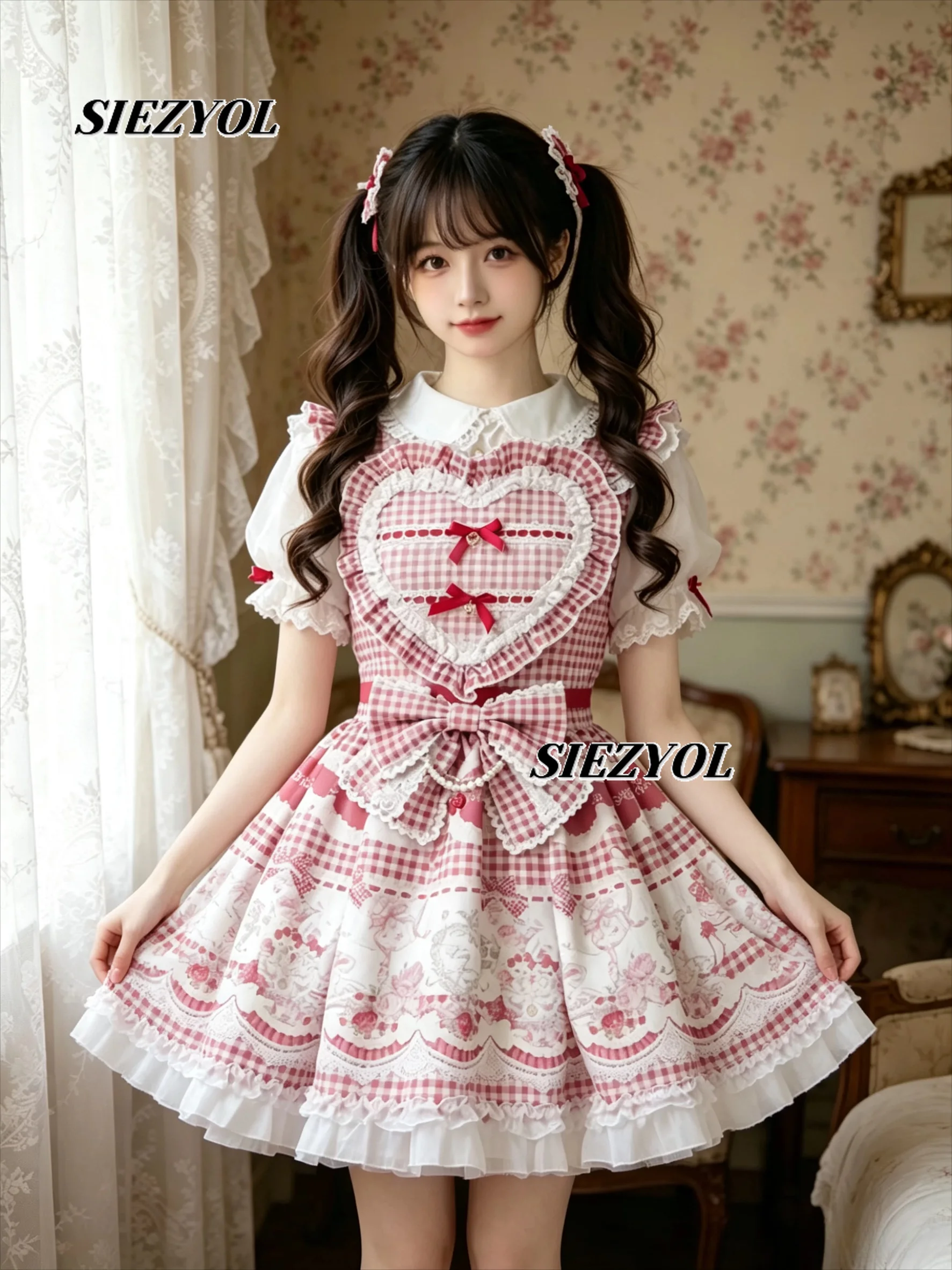 Liz Lolita Dress Japanese Style Mass Production New Arrival Sweet Cute Slimming Cinched High Waist Plaid Short-sleeve Dresses
Liz Lolita Dress Japanese Style Mass Production New Arrival Sweet Cute Slimming Cinched High Waist Plaid Short-sleeve Dresses