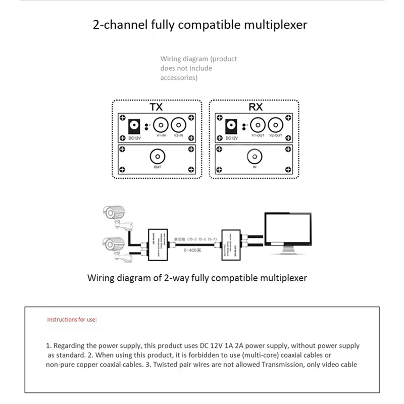 BHBD-2X Two-Channel AHD/CVI/TVI1080P HD Video Multiplexer Coaxial HD Expander Adder For Camera
BHBD-2X Two-Channel AHD/CVI/TVI1080P HD Video Multiplexer Coaxial HD Expander Adder For Camera