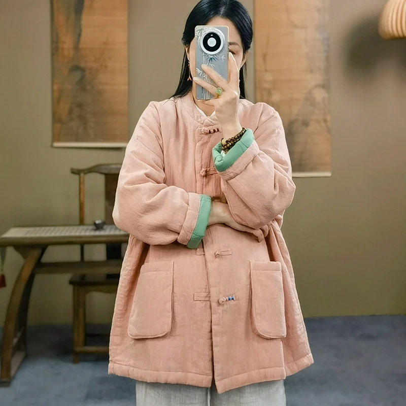 Новые женские повседневные льняные пальто в китайском стиле, зима 2025, винтажные, с воротником-стойкой, однотонные, свободные, утепленные куртки M2255
Новые женские повседневные льняные пальто в китайском стиле, зима 2025, винтажные, с воротником-стойкой, однотонные, свободные, утепленные куртки M2255