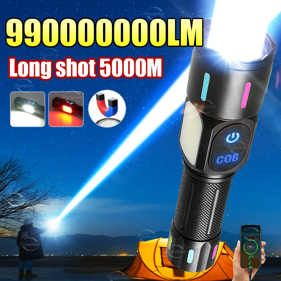 990000000LM Мощный светодиодный фонарик аккумуляторный Супер яркий дальний свет 5000 м Перезаряжаемые тактические Светодиодный фонарик высокой мощности 18650 фонарики Рыбалка Кемпинг Охота Фонарь
990000000LM Мощный светодиодный фонарик аккумуляторный Супер яркий дальний свет 5000 м Перезаряжаемые тактические Светодиодный фонарик высокой мощности 18650 фонарики Рыбалка Кемпинг Охота Фонарь